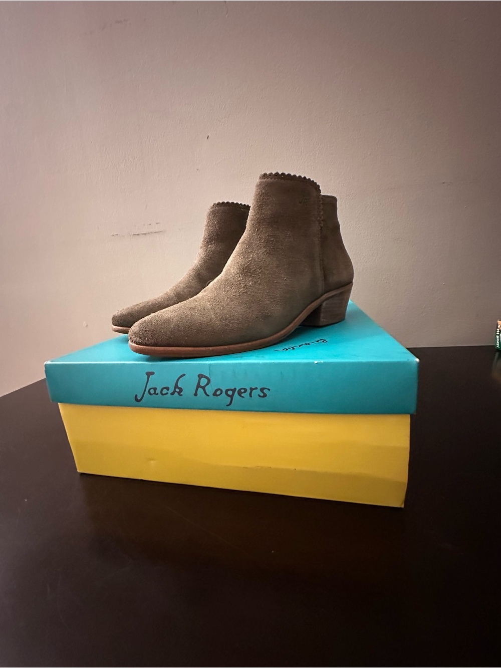 Jack Rogers women’s Suede Chukka Boots in Taupe